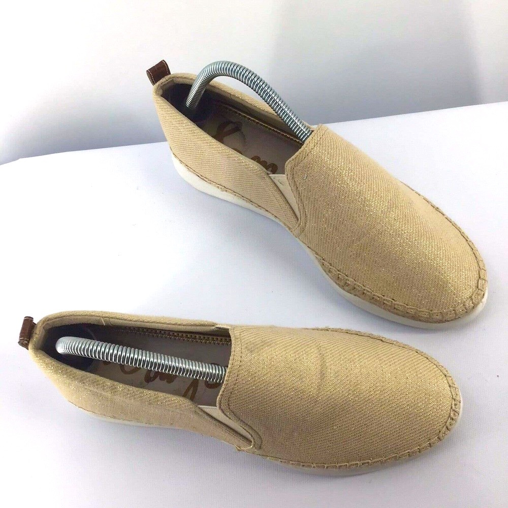Sam Edelman Kassie Rubber Sole Slip Glitter Canvas Loafers - Picture 4 of 12